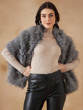 InWeave Women's Light Grey Fur Cape | Grocsy