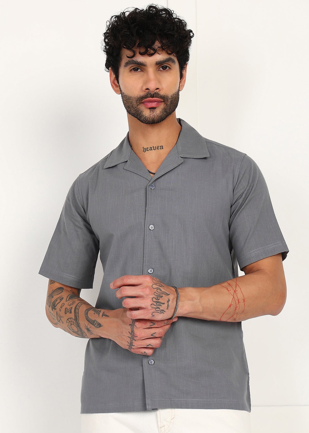 Fabmade Slate Ease Linen Shirt | Grocsy