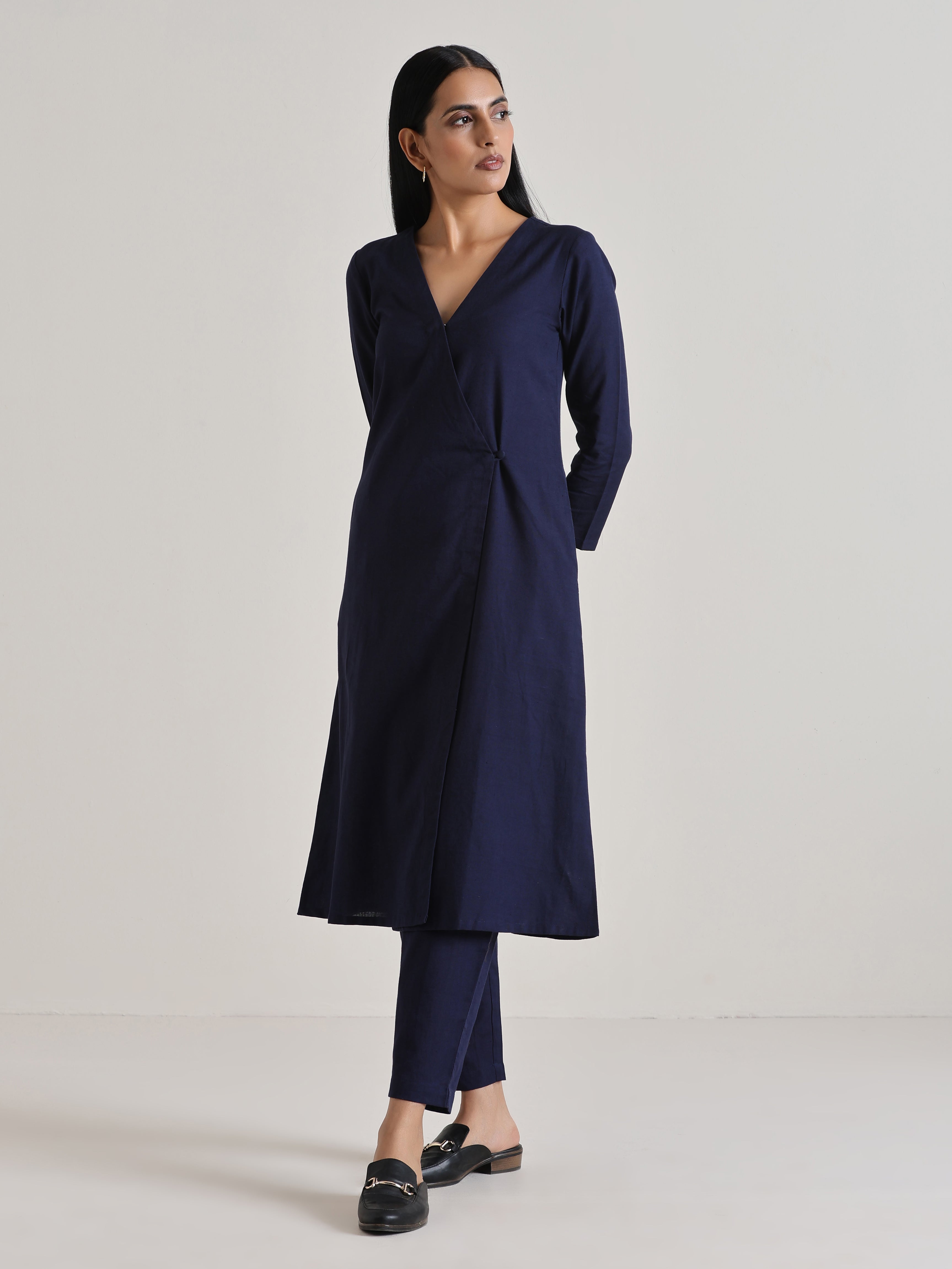 trueBrowns Blue Angrakha Kurta Set | Grocsy