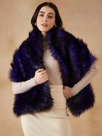InWeave Purple Black Faux Fur Cape | Grocsy