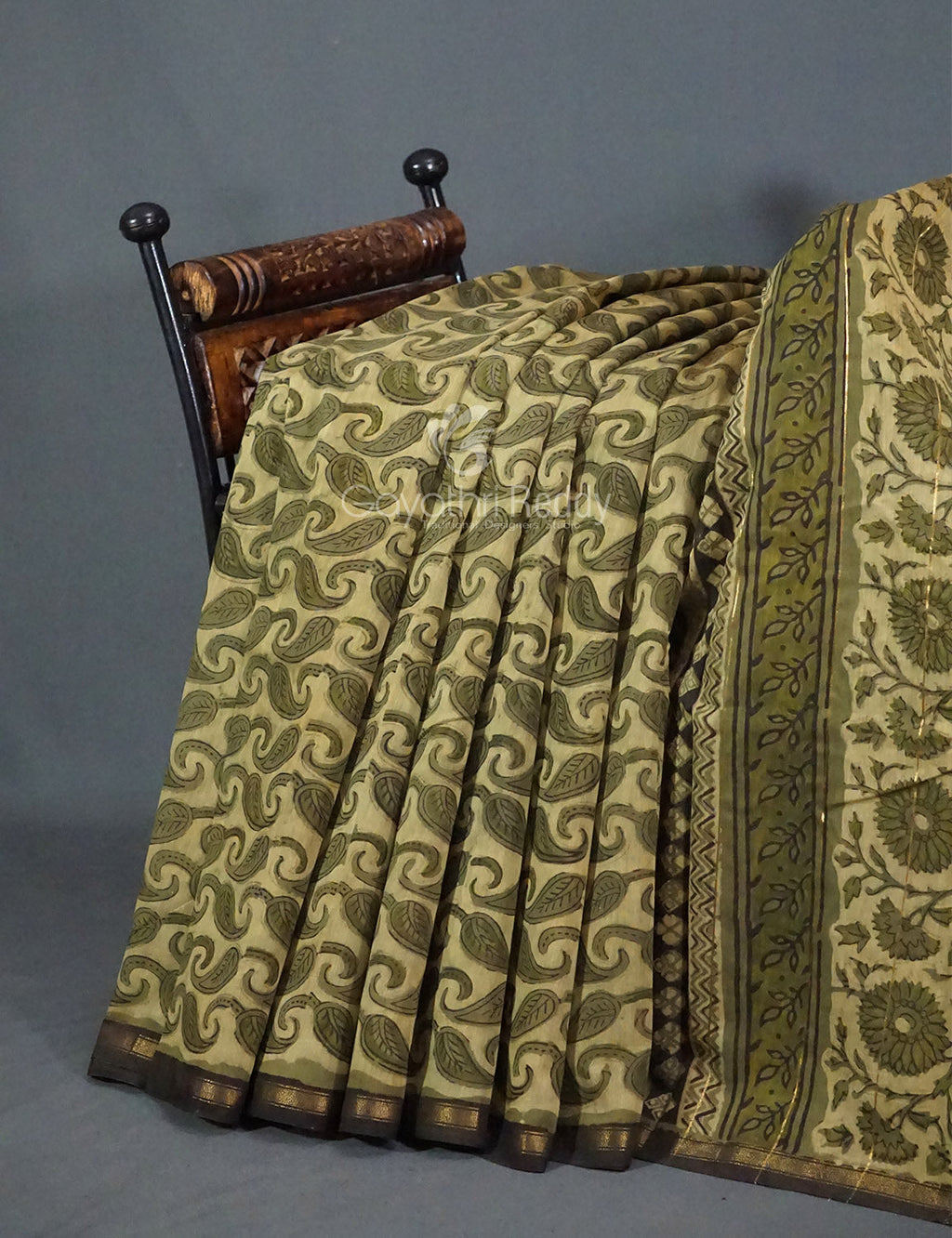 Shades of Heena Green Printed Chanderi Saree for Regular/Office Wear By Gayathri Reddy Designer Studio | Grocsy