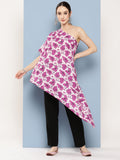 InWeave Women's Pink Fuchsia Japanese Art Oneshoulder Top | Grocsy