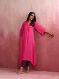 trueBrowns Pink Modal Boxpleat Kurta Set | Grocsy