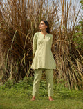 trueBrowns Green Cotton Embroidered Co-ord Set | Grocsy
