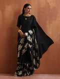 trueBrowns Black Metallic Ready To Wear Saree | Grocsy