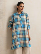 trueBrowns Beige Check Winter Top | Grocsy