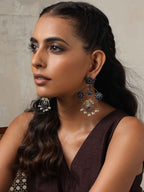 trueBrowns Silver Tone Chandbali Earrings | Grocsy