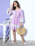 InWeave Women's Mauve Lacy Short Dress | Grocsy