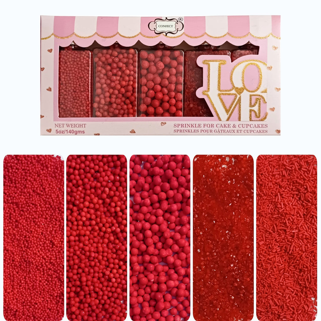 Confect Sprinkles for Cakes & Cupcakes Decoration | USP-24(Red) | Grocsy
