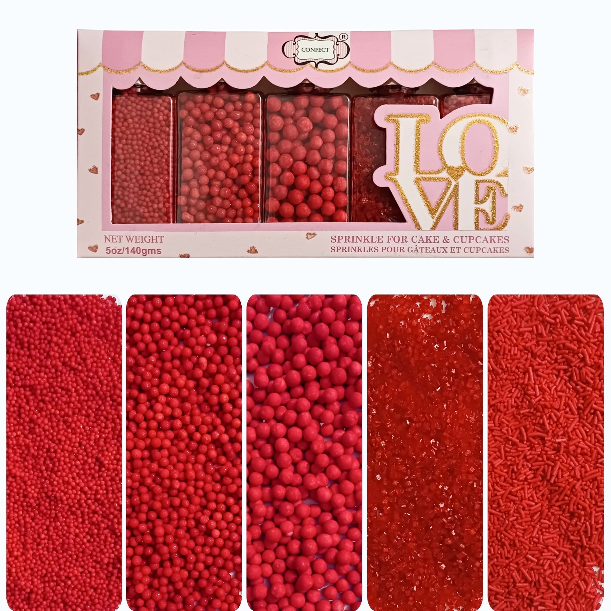Confect Sprinkles for Cakes & Cupcakes Decoration | USP-24(Red) | Grocsy