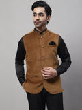 Even Apparels Men's Brown Nehru Jacket With Welt Pockets | Grocsy
