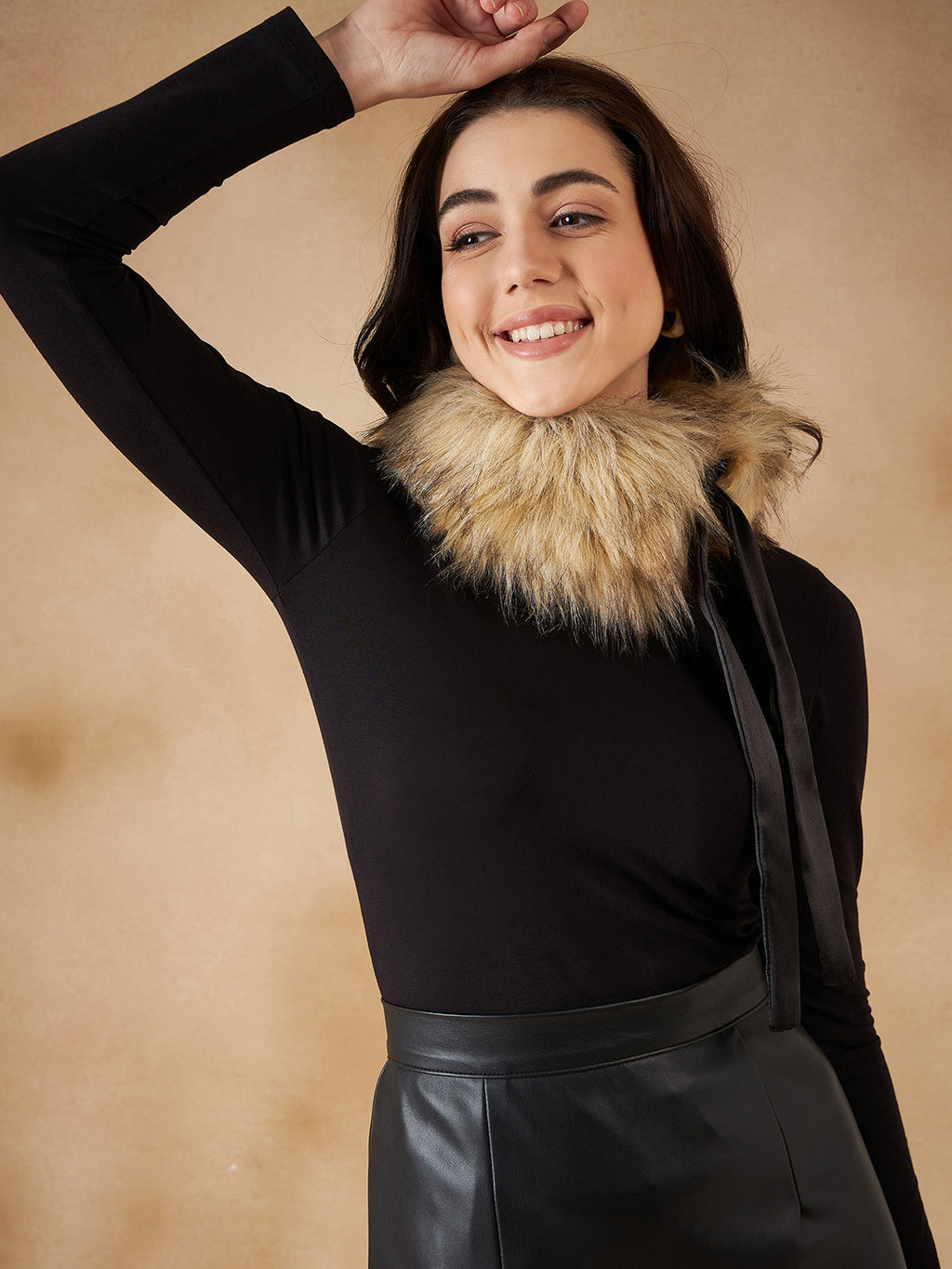 InWeave Women's Cat Print Fur Neckpiece | Grocsy