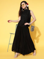 InWeave Women's Black Lurex Top With Flared Pallazo | Grocsy