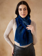 InWeave Women's Royal Blue Faux Fur Neck Warmer | Grocsy