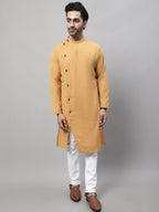 Even Apparels Mustard Sherwani Kurta With Asymetrical Cut | Grocsy