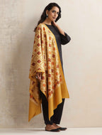 trueBrowns Mustard Embroidered Woollen Stole | Grocsy