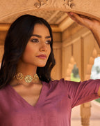 trueBrowns Gold-Polished Leaf Choker | Grocsy