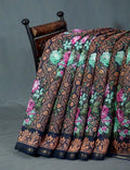 Shades of Navy Blue Colour Floral Design Semi Chanderi Saree By Gayathri Reddy Designer Studio | Grocsy