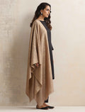 trueBrowns Brown Floral Jaal Woollen Stole | Grocsy