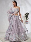 House of Panchhi Mauve Chiffon Sequins And Thread Embroidery Lehenga Choli & Dupatta | Grocsy
