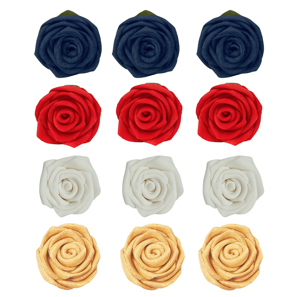 Confect Edible Sugar Roses Cake Toppers - Pack of 12 (03) | Grocsy