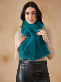 InWeave Women's Cyan Blue Faux Fur Neck Warmer | Grocsy