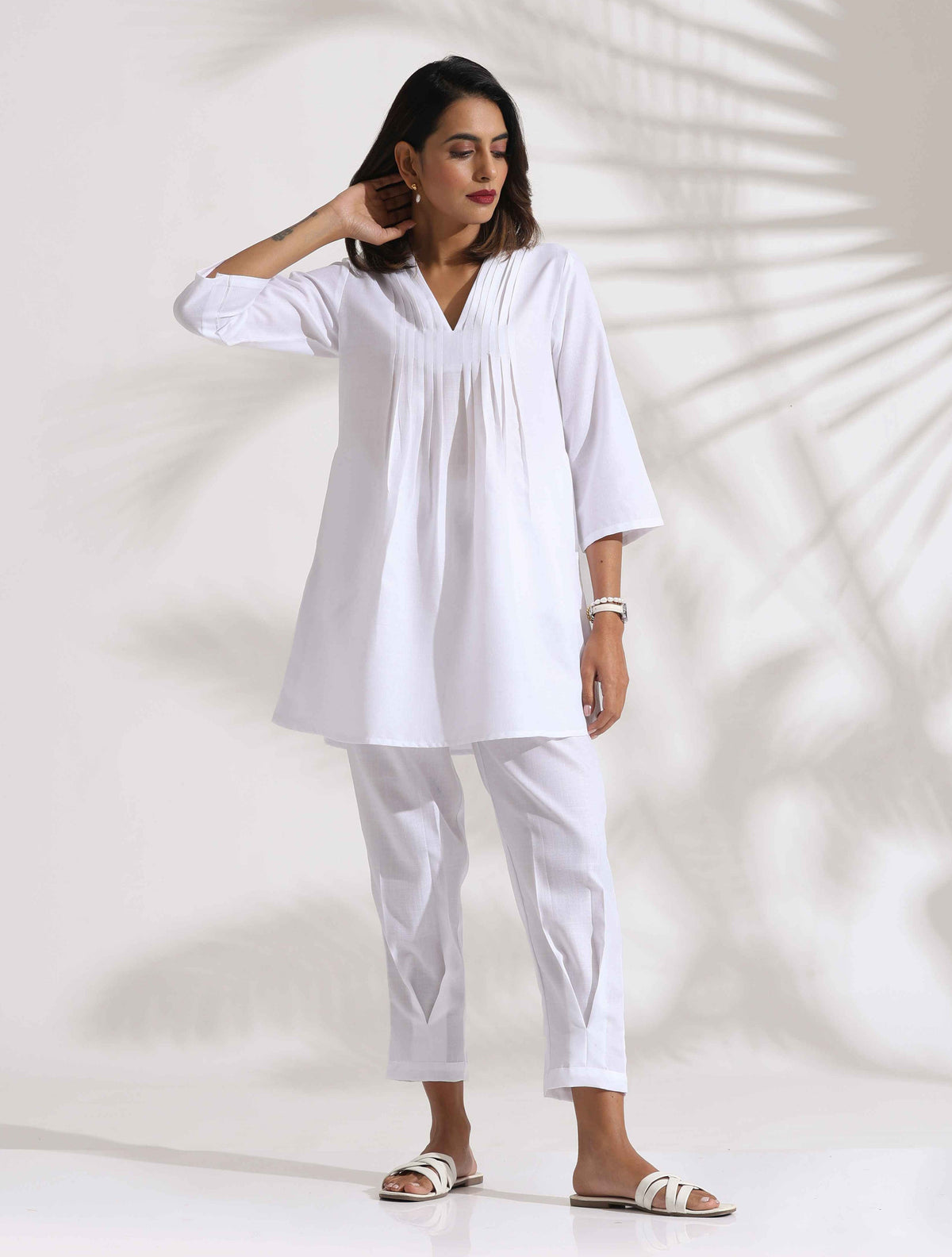 trueBrowns White Slub Co-ord Set | Grocsy