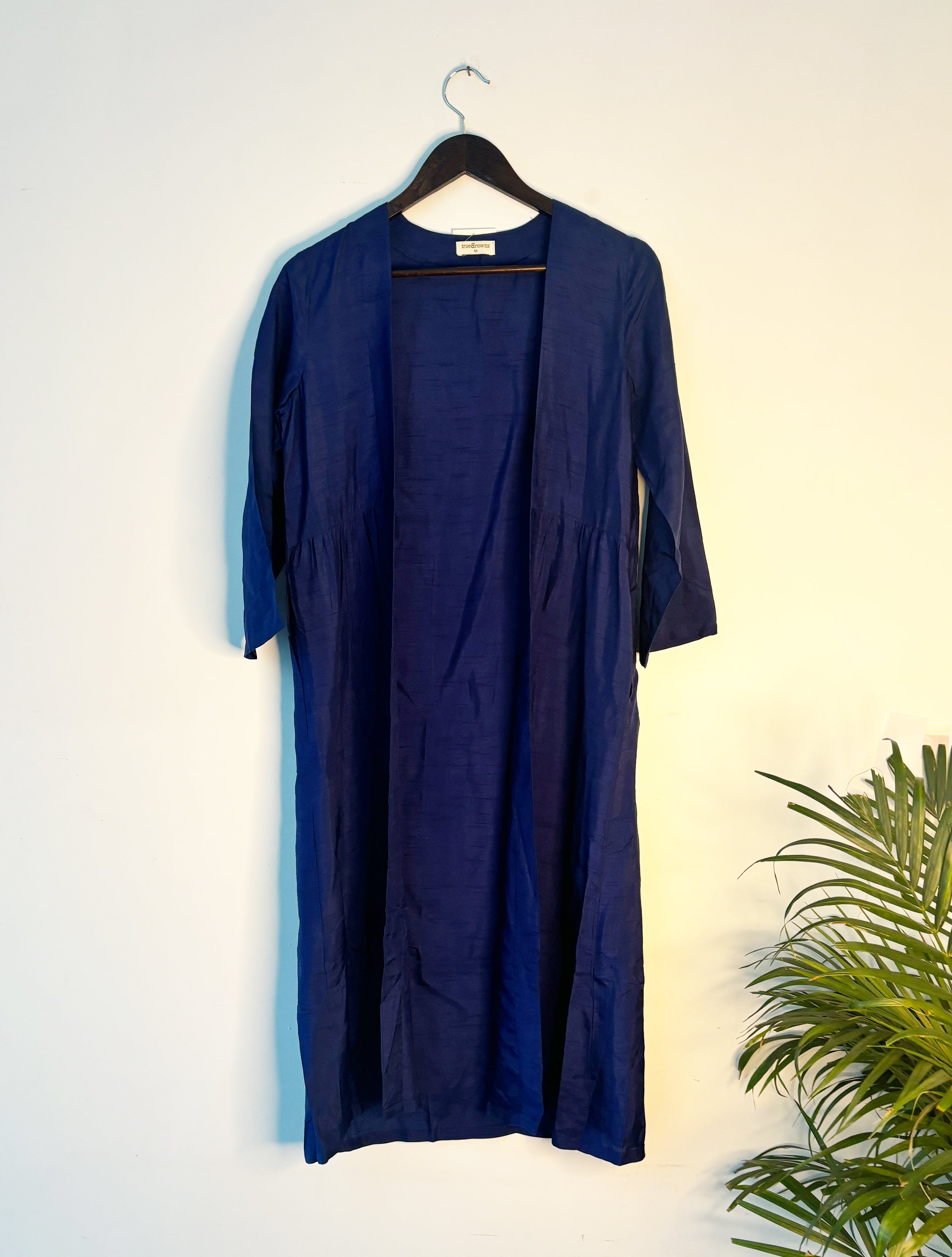 trueBrowns Blue Raw Silk Jacket | Grocsy