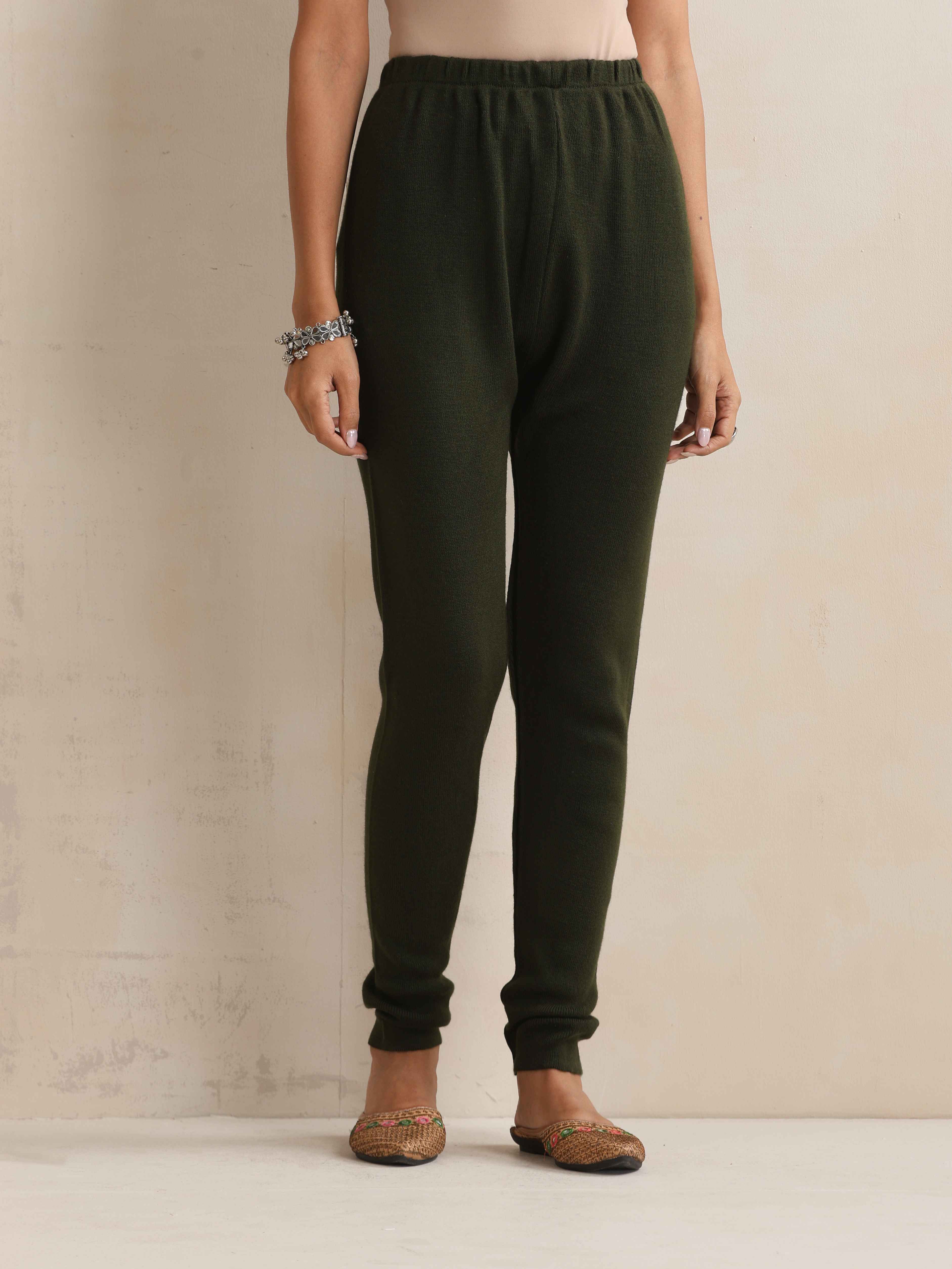 trueBrowns Green Woollen Leggings | Grocsy