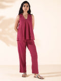 trueBrowns Carrot Cotton Dobby Sleeveless Co-ord Set | Grocsy