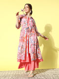 InWeave Women's Camelia Fusion Layer With Peach Sleeveless Kurta Set | Grocsy