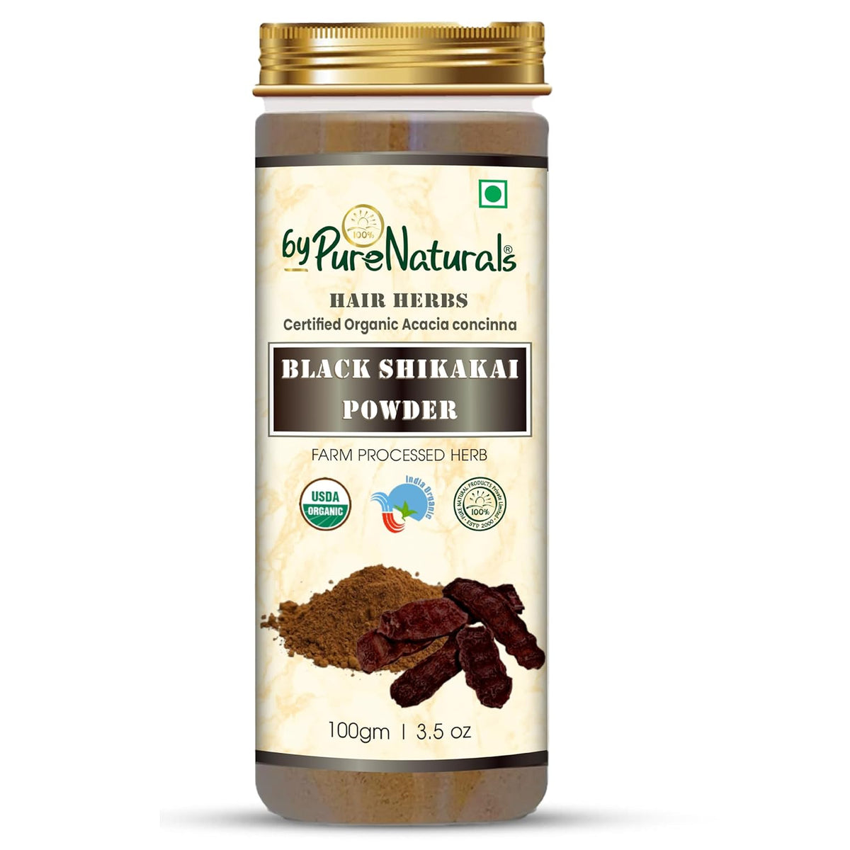 byPureNaturals Organic Black Shikakai Powder | Grocsy