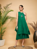 InWeave Women's Forest Green Short Kurta Palazzo Set | Grocsy