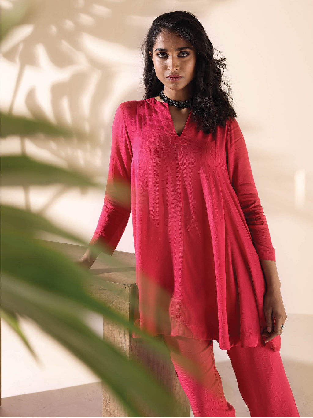 trueBrowns Carrot Viscose Dobby Flared Co-ord Set | Grocsy