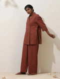trueBrowns Brown Cotton Linen Co-Ord Set | Grocsy