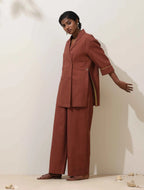 trueBrowns Brown Cotton Linen Co-Ord Set | Grocsy