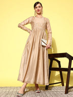 Ahalyaa Floral Embroidered A-Line Maxi Dress | Grocsy
