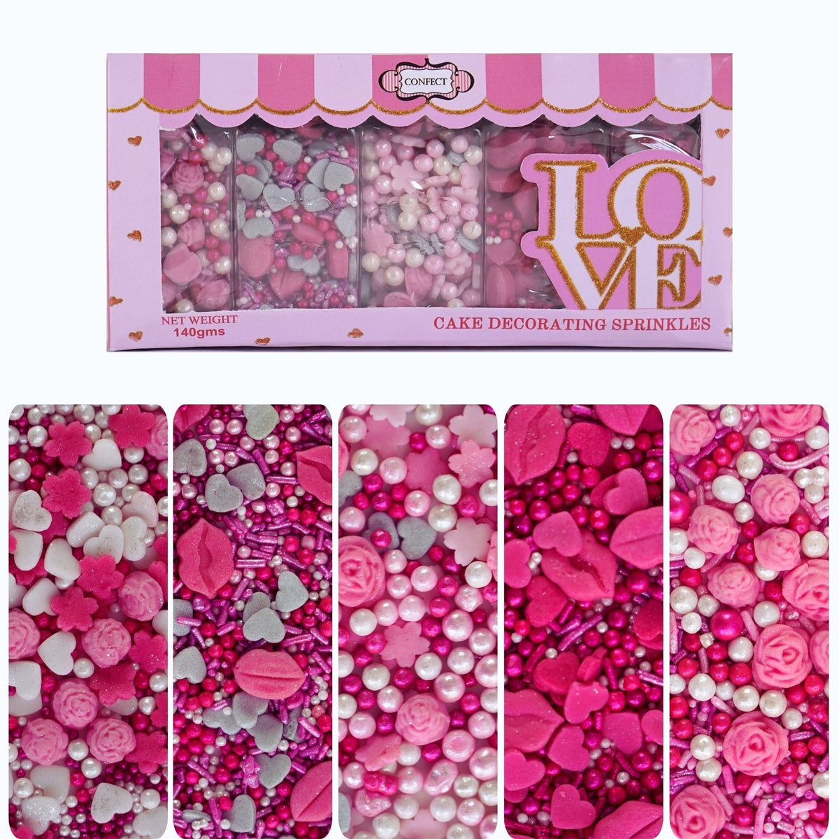 Confect Shimmering Charm I Silver & White Pearls | Edible Mother's Day Sprinkles | Grocsy