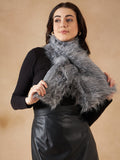 InWeave Women's Light Grey Faux Fur Neck Warmer | Grocsy