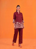 Anaita Maroon Stylish Readymade Co-Ords Set | Grocsy