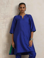 trueBrowns Blue Silk Kurta Co-ord Set | Grocsy