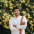 Resham Hand Embroidery Designer Men's Kurta Pattu Set by Hilo Design | Grocsy