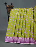 Block Print Apple Green Coloured Mulmul Cotton Saree By Gayathri Reddy Designer Studio | Grocsy