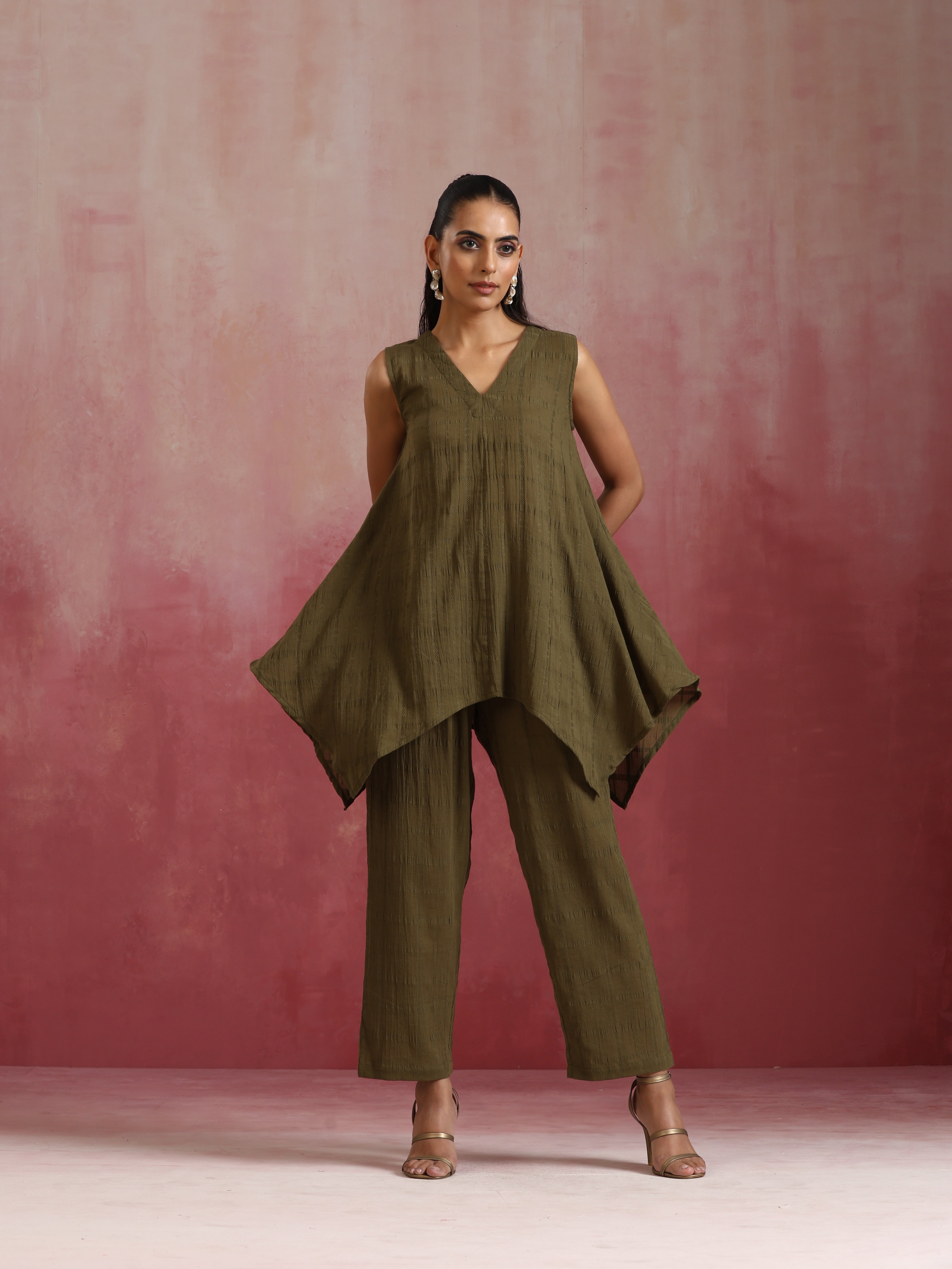 trueBrowns Olive Cotton Dobby Dobby Co-ord set | Grocsy
