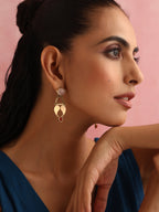 trueBrowns Brass Pink Stone Paisley Earrings | Grocsy