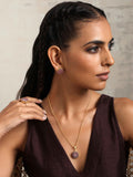 trueBrowns Gold Tone Pink Stone Pendant Set | Grocsy