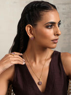 trueBrowns Gold Tone Pink Stone Pendant Set | Grocsy