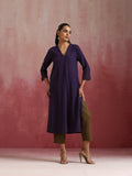 trueBrowns Purple Cotton Dobby Kurta Set | Grocsy