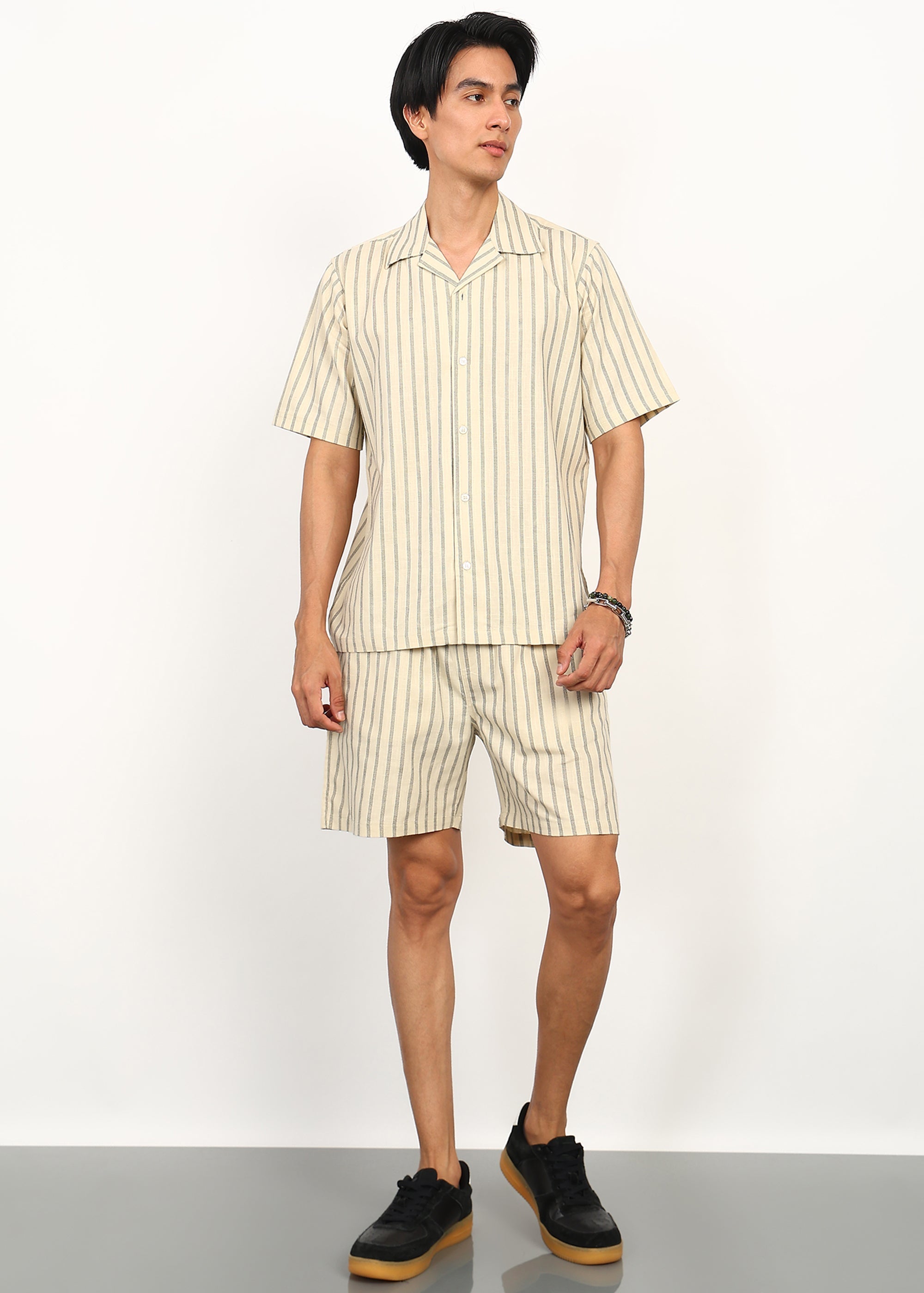 Fabmade Ivory Stripe Ease Co-Ord Set | Grocsy