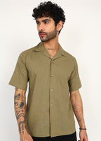 Fabmade Olive Breeze Linen Shirt | Grocsy